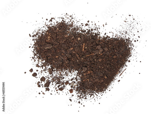 Pile of soil isolated on white background