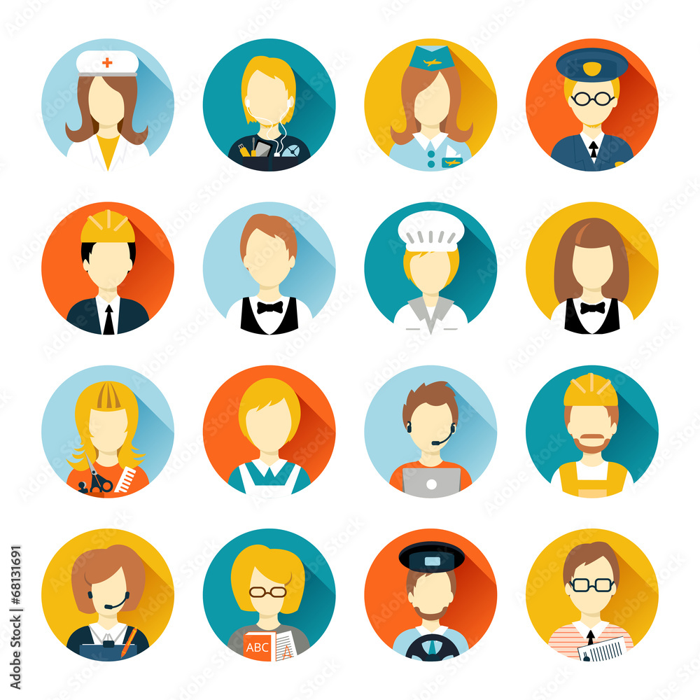 Profession avatar on circles Profession avatar on circles