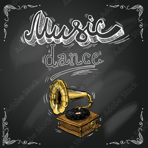 Retro vintage gramophone poster