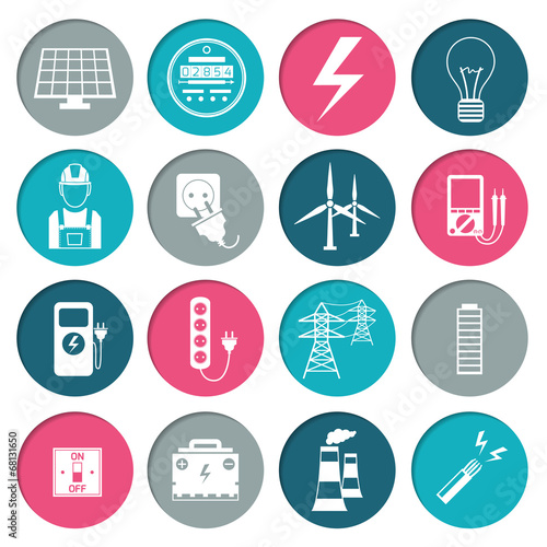 Electricity power icons set