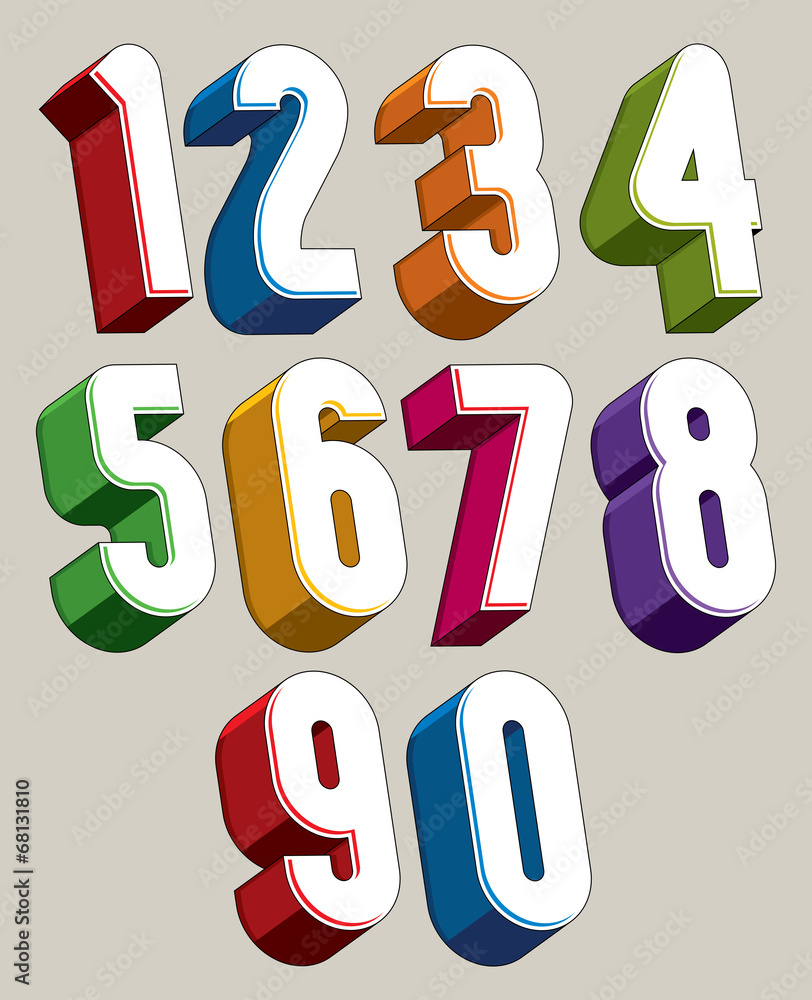 Naklejka premium 3d numbers set made with round shapes.