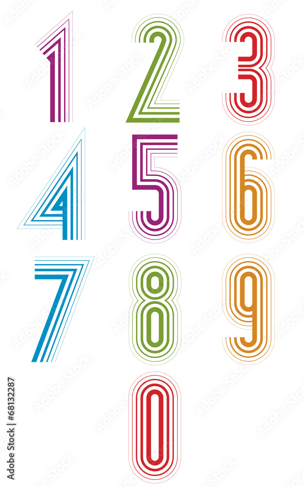 Echo lined numbers vector set. Echo lined numbers vector set.