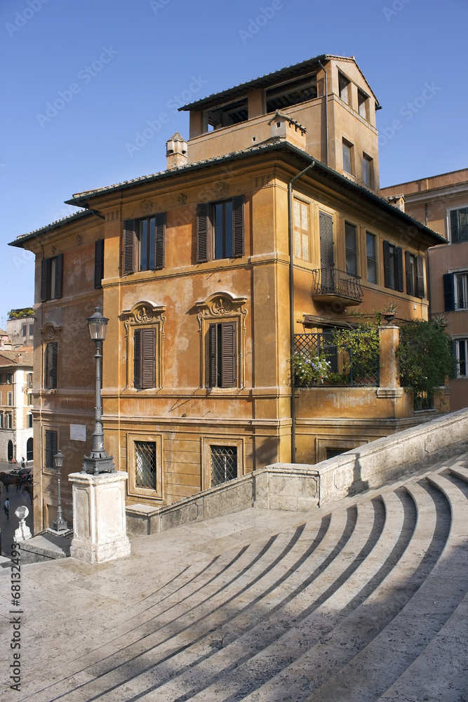 Old house and part of the Spanish Steps, Rome