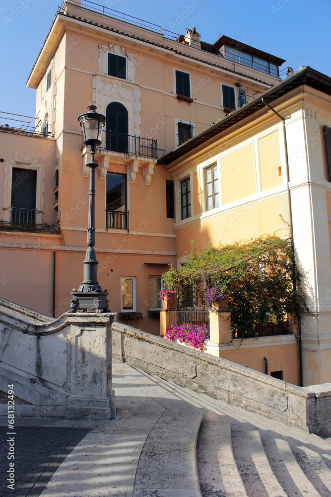 Old house and part of the Spanish Steps, Rome