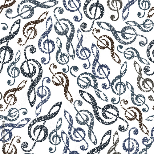 Music theme seamless vector background with clefs