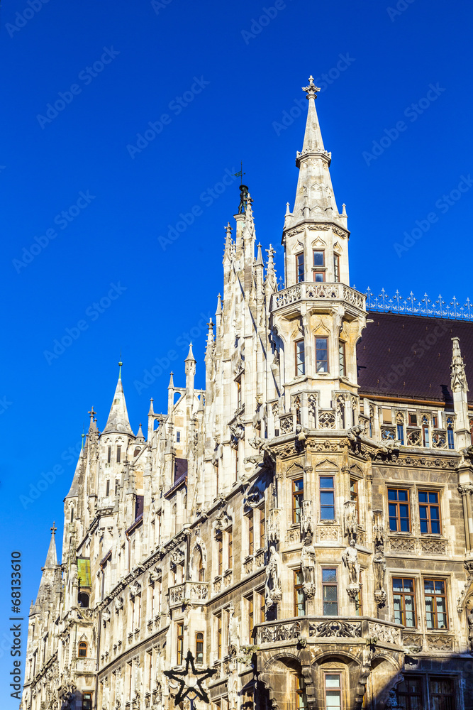 Detail of the town hall on Marienplatz, Munich