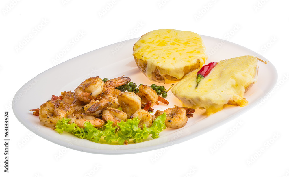 Garlic shrimps with potato Garlic shrimps with potato