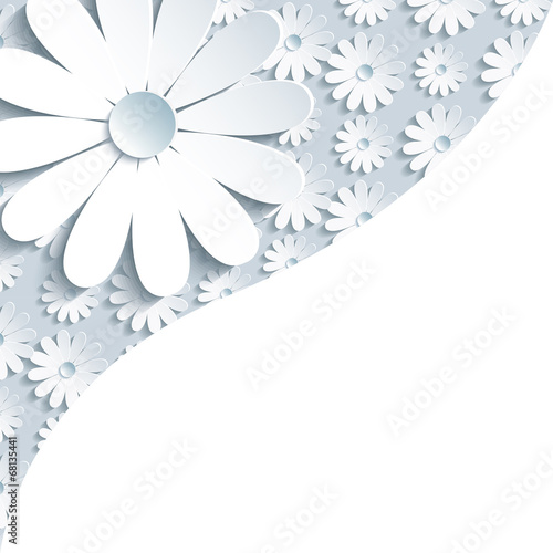 Fototapeta Naklejka Na Ścianę i Meble -  Stylish gray background with 3d white chamomile