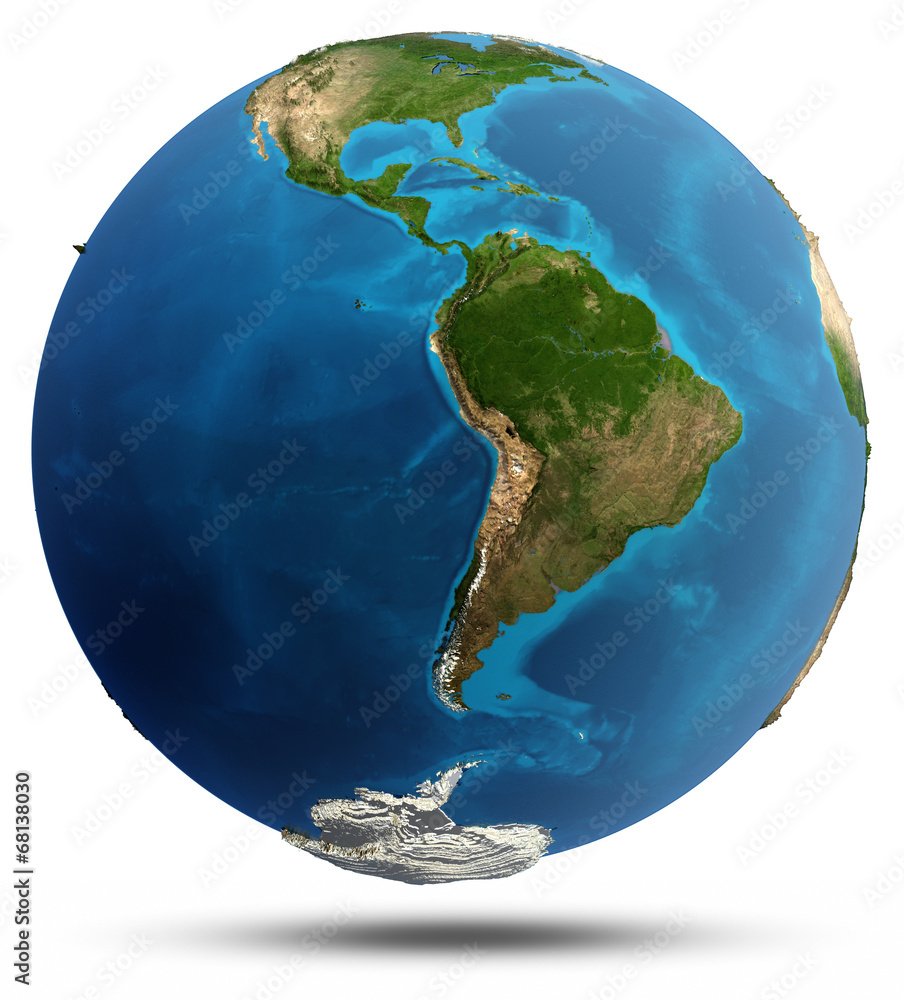 Fototapeta premium Planet Earth real relief and water