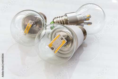 E27 LED bulbs with various light-emitting chips in transparent g photo
