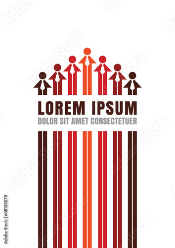 Business template with men and arrows, vector illustration