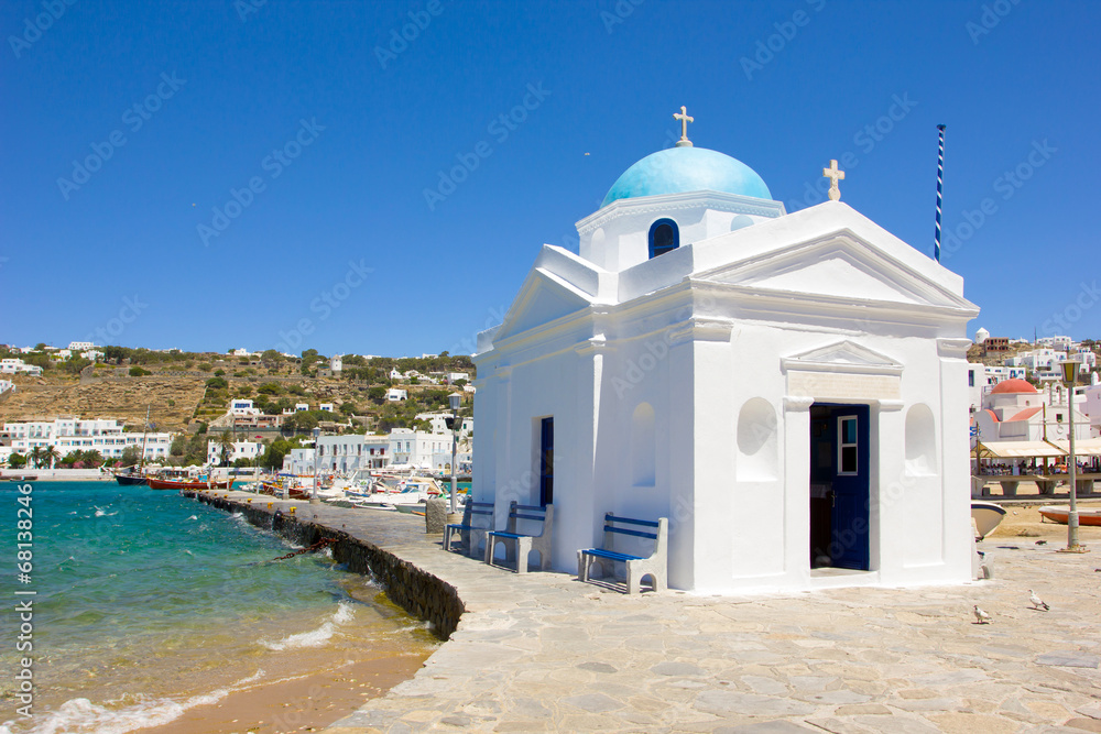 white church in Mykonos,Greece