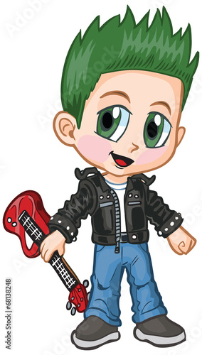 Anime Punk Rocker Boy Vector Cartoon