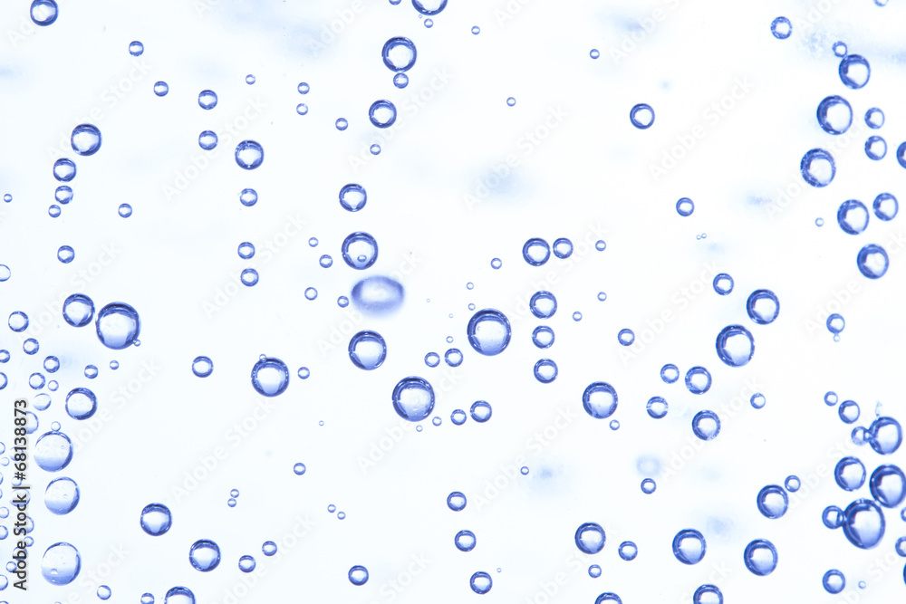 Many bubbles in water close up