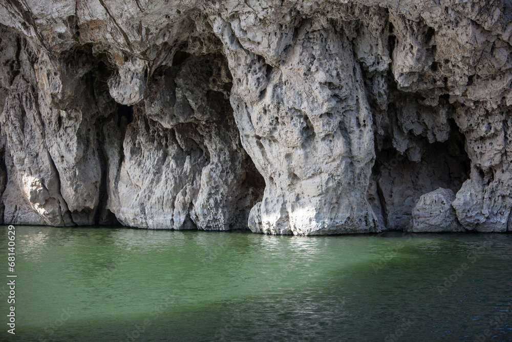 limestone rock over water