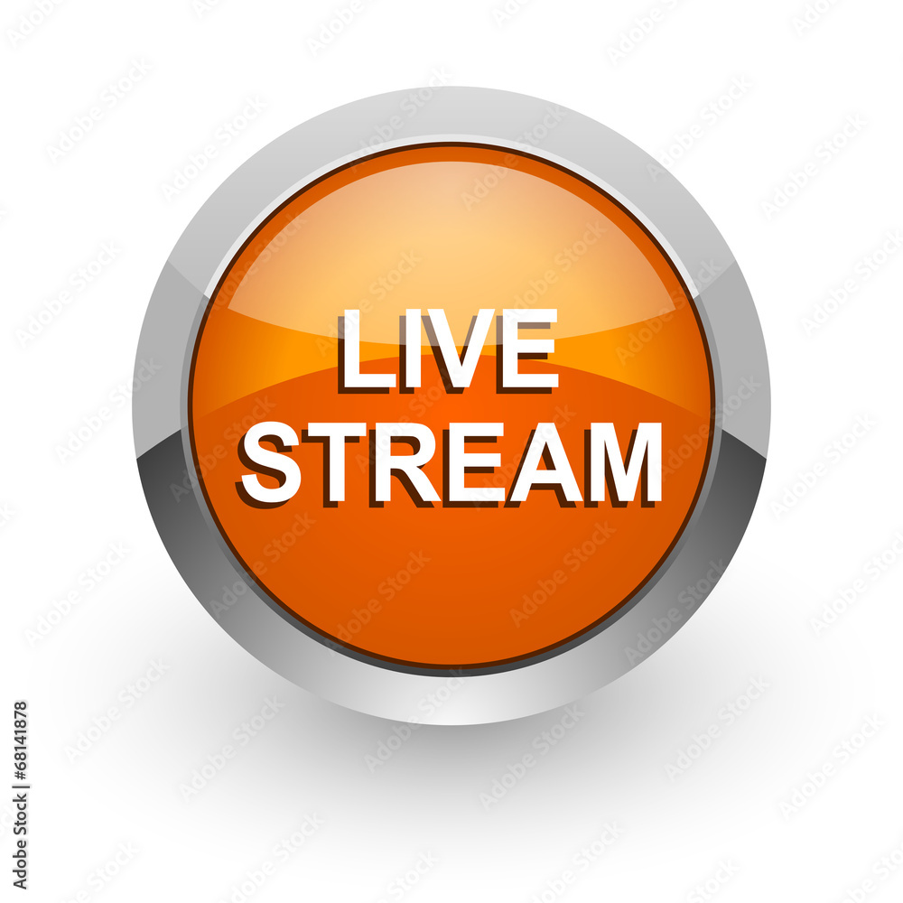 live stream orange glossy web icon live stream orange glossy web icon