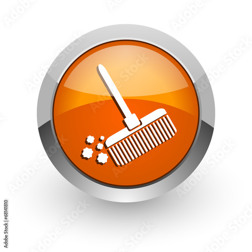 broom orange glossy web icon photo