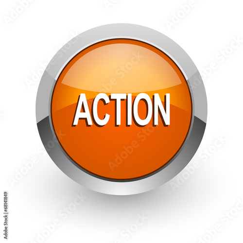 action orange glossy web icon