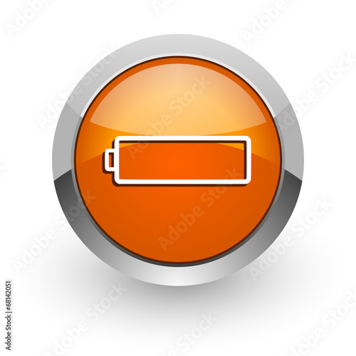 battery orange glossy web icon photo