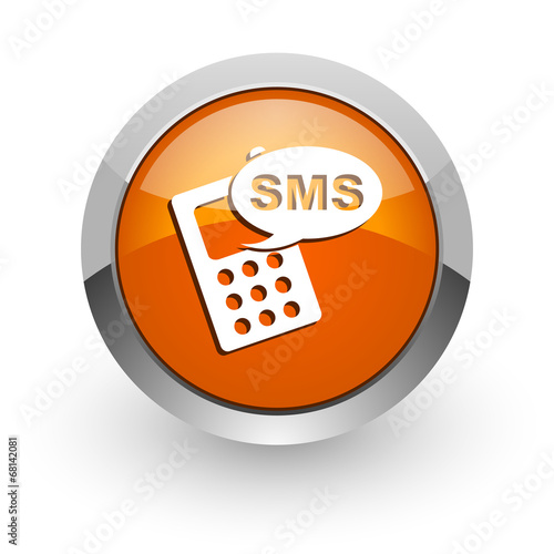 sms orange glossy web icon photo