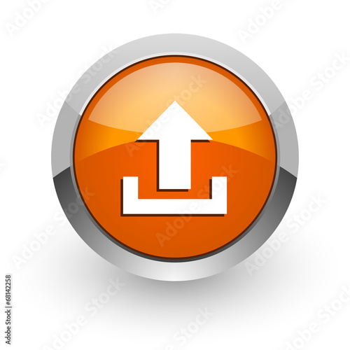 Free Download upload orange glossy web icon - GFXLoad