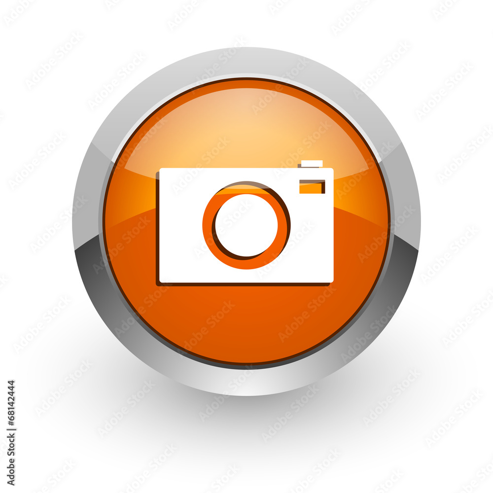 camera orange glossy web icon
