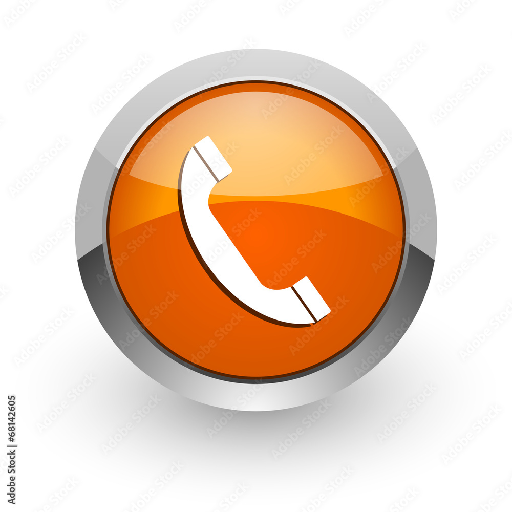 phone orange glossy web icon phone orange glossy web icon