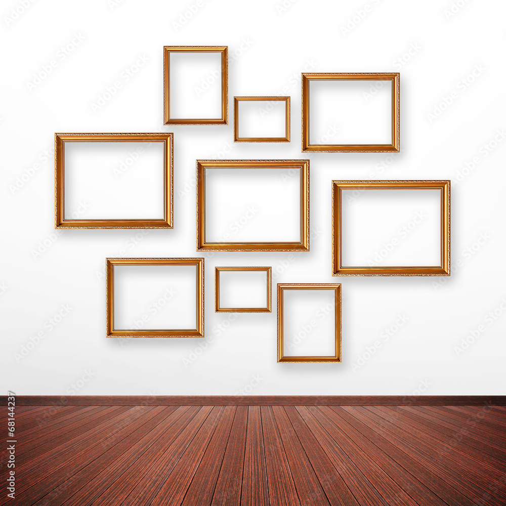 Set of picture frames on the wall inside the room Set of picture frames on the wall inside the room