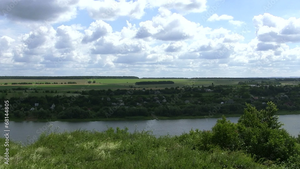 Landscape with river and beautiful sky. Panorama Landscape with river and beautiful sky. Panorama