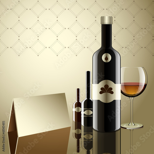 Realistic vector bottles. glass and reflection luxury style with