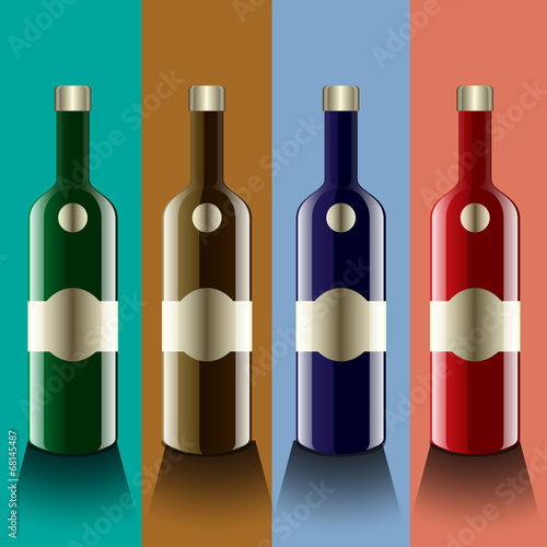 Realistic vector bottles. glass and reflection luxury style with