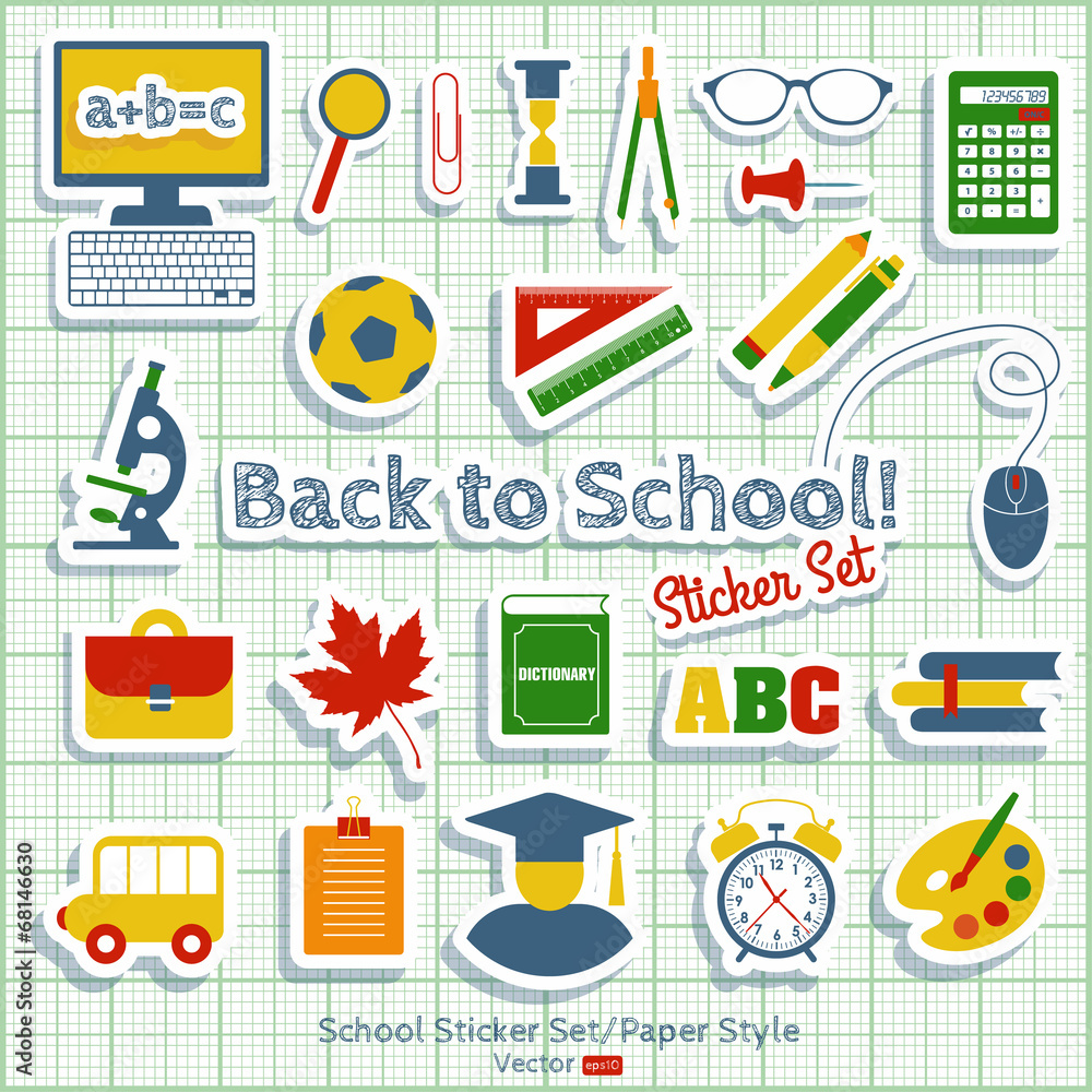 School background icon set. School background icon set.