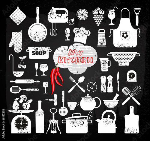 Kitchen abstact icons set