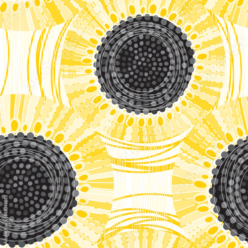 Fototapeta Naklejka Na Ścianę i Meble -  Seamless pattern with sunflowers. Abstract floral background.