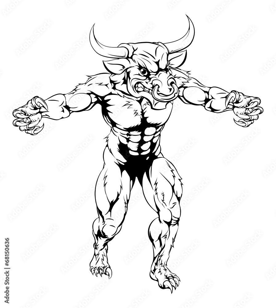 Fototapeta premium Minotaur bull scary sports mascot