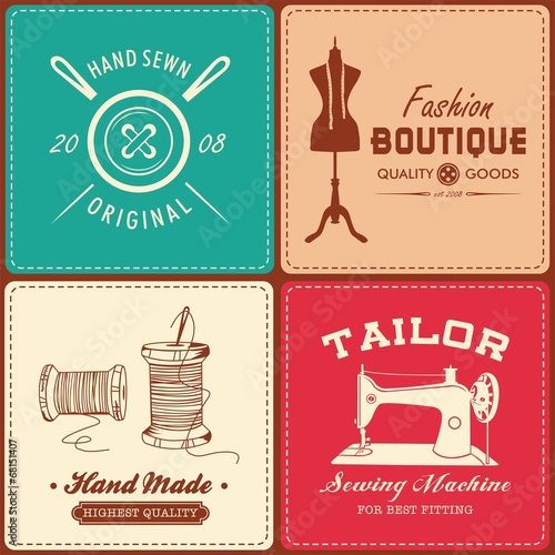 Collection of vintage sewing and tailor design element
