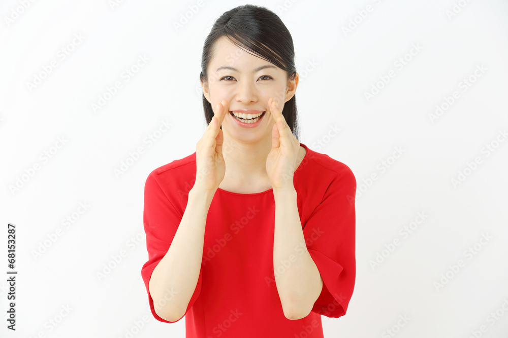 Fototapeta premium 応援・若い女性