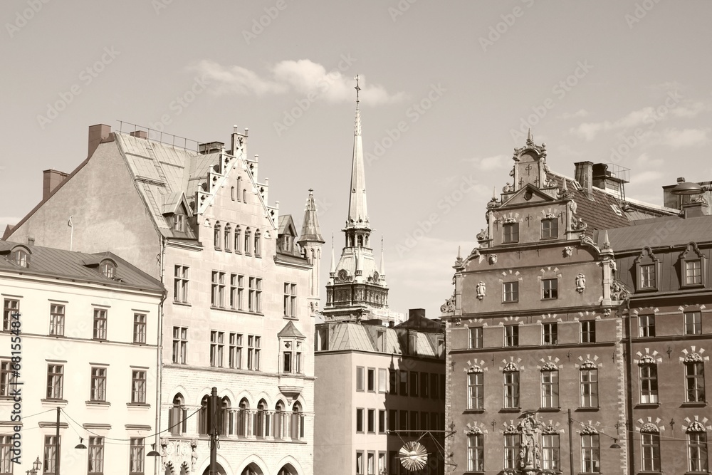 Stockholm - Munkbron. Sepia tone image.