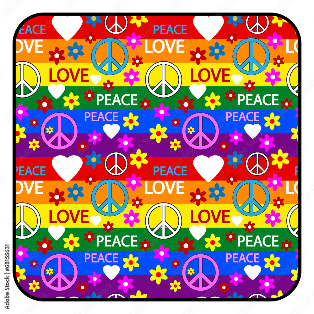 Button with symbols of the hippie Button with symbols of the hippie