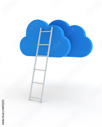 ladder rests against clouds