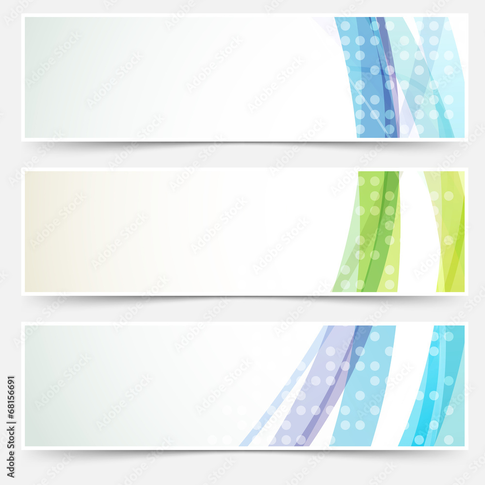 Bright abstract cards headers footers set - obrazy, fototapety, plakaty 