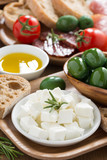 antipasti platter - fresh feta cheese, deli meats and olives