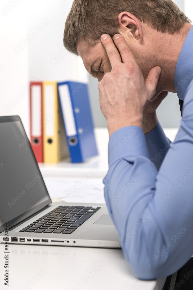 handsome man under stress, fatigue and headache. handsome man under stress, fatigue and headache.