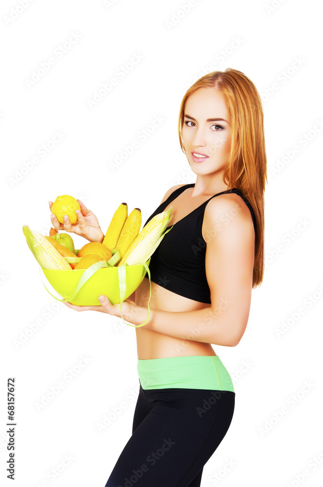 Diet. Dieting concept. Healthy Food. Beautiful Young Woman Diet. Dieting concept. Healthy Food. Beautiful Young Woman