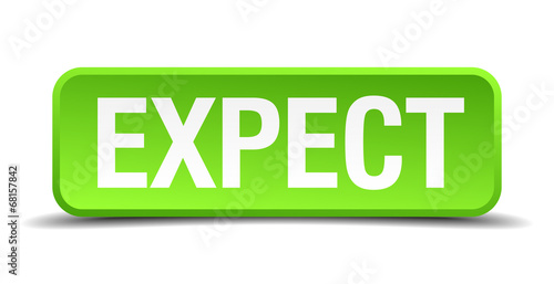 Expect green 3d realistic square isolated button