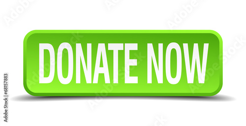 donate now green 3d realistic square isolated button
