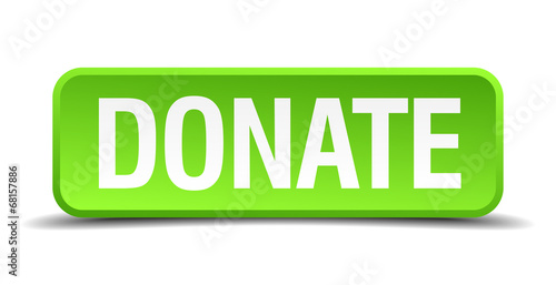 Donate green 3d realistic square isolated button