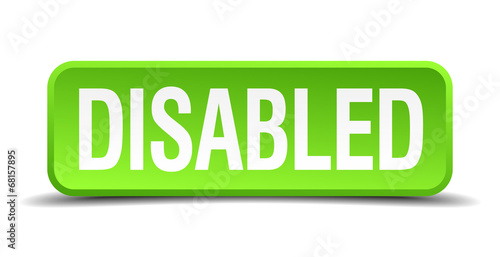 Disabled green 3d realistic square isolated button