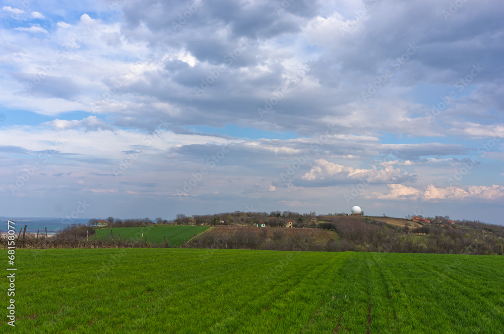 Agricultural fields near Danube river in early spring Agricultural fields near Danube river in early spring