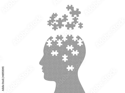 Puzzle head exploding mind graphic template
